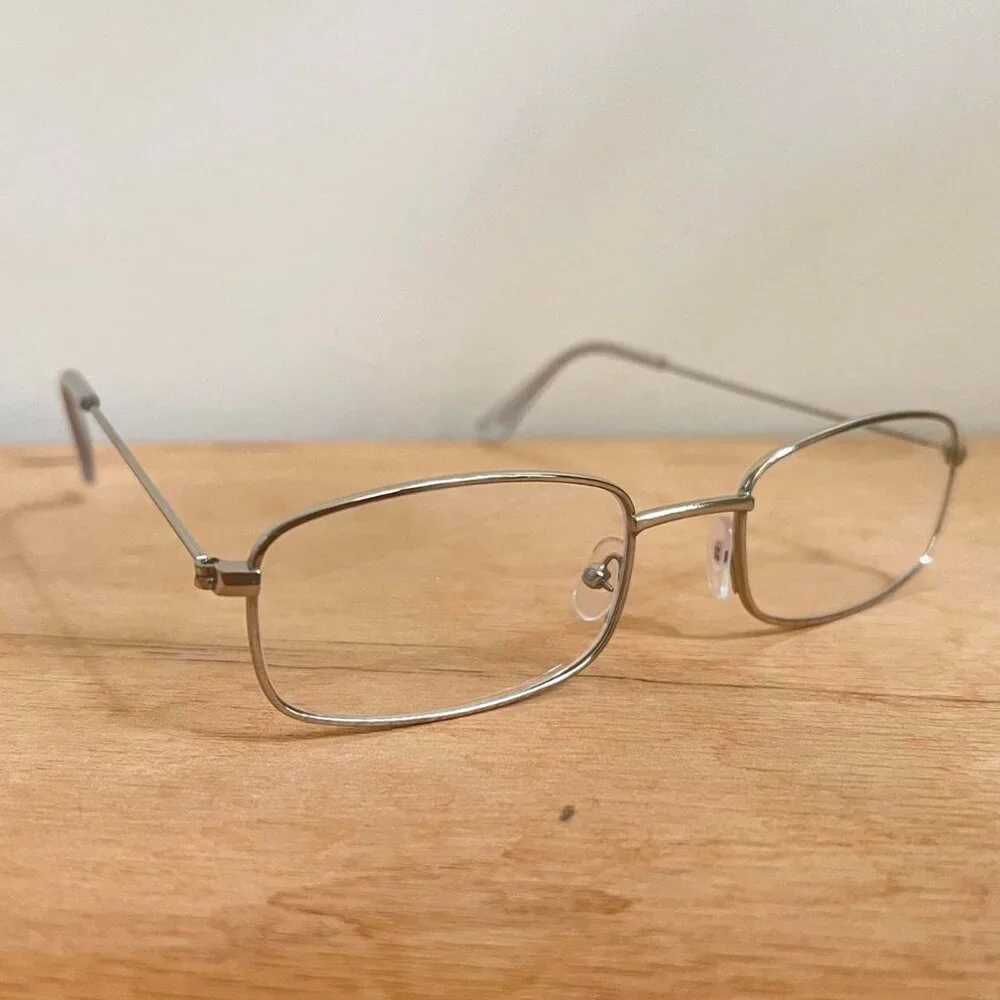 silver trim clear lens sunglasses